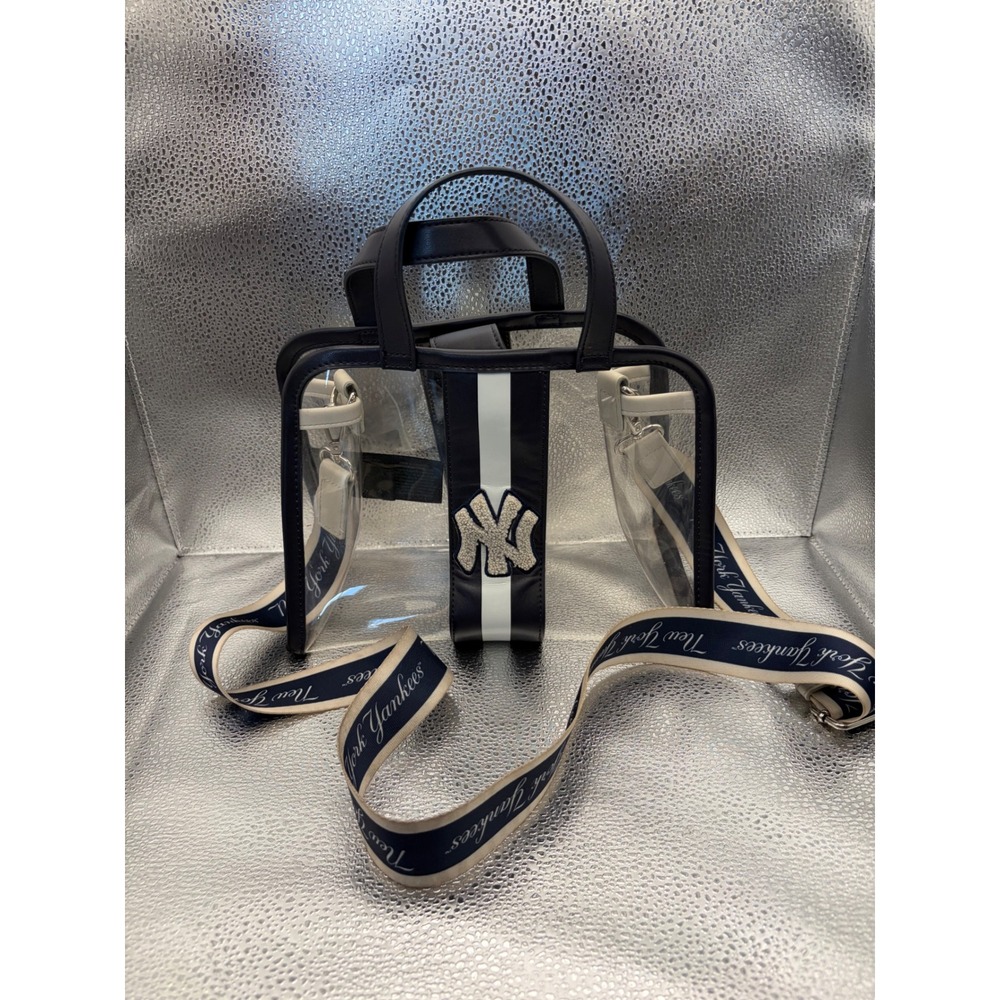 Loungefly MLB New York Yankees Clear Stadium Bag Crossbody Tote Navy White PVC